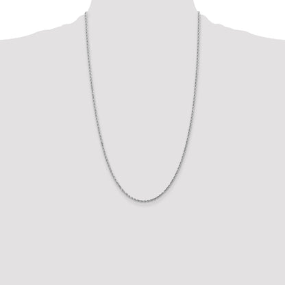 10K White Gold 2mm Diamond-Cut Rope Chain