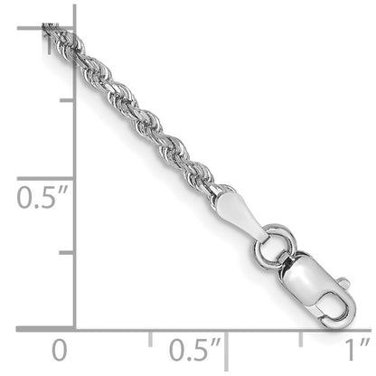 10k White Gold 2.0mm Diamond-cut Rope Chain Anklet