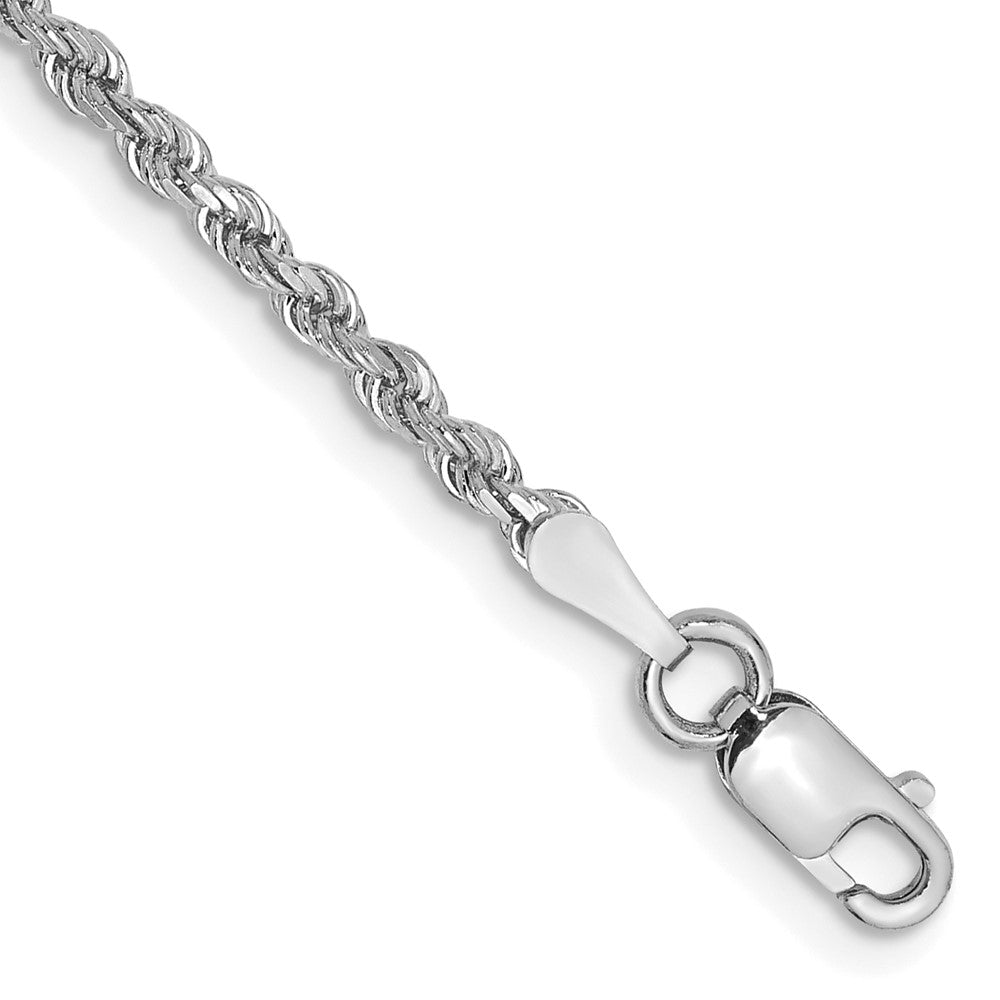10k White Gold 2.0mm Diamond-cut Rope Chain Bracelet