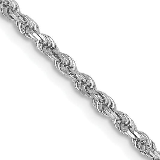 14k White Gold 14 inch 2mm Diamond-cut Rope with Lobster Clasp Chain