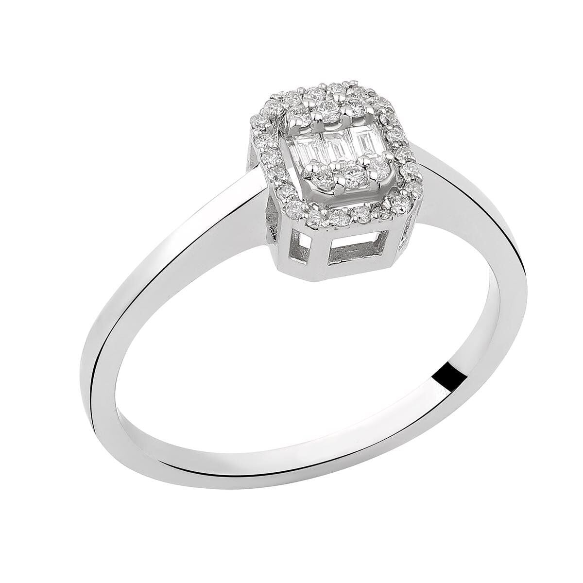 14K White Gold 0.17 Ct Baguette Diamond Ring