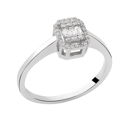 14K White Gold 0.17 Ct Baguette Diamond Ring