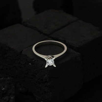 14K White Gold 0.17 Ct G Tone Single Stone Diamond Ring