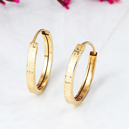 14K Yellow Gold Designer Inspired 3 cm Diameter Hoop Earrings (1.36 g)