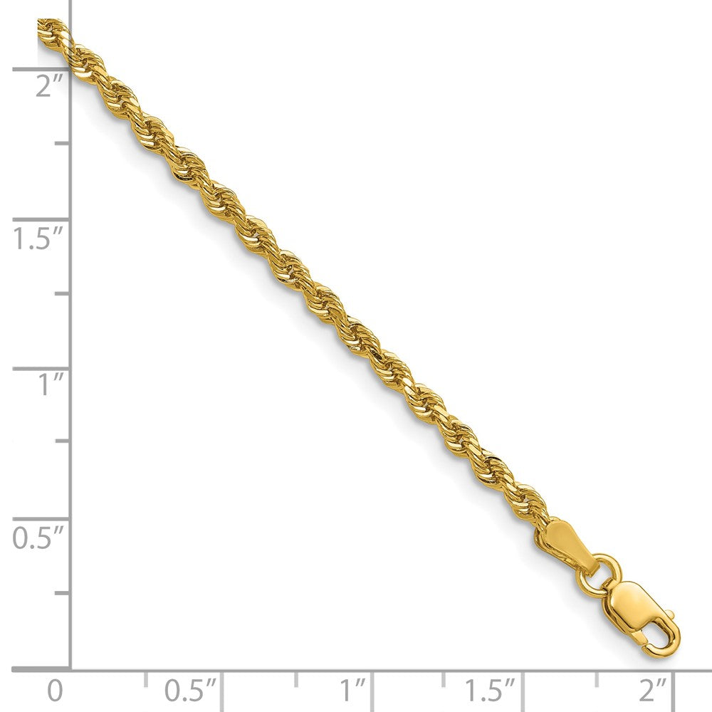 14k Yellow Gold 2.25mm Diamond-cut Rope with Lobster Clasp Chain Necklace