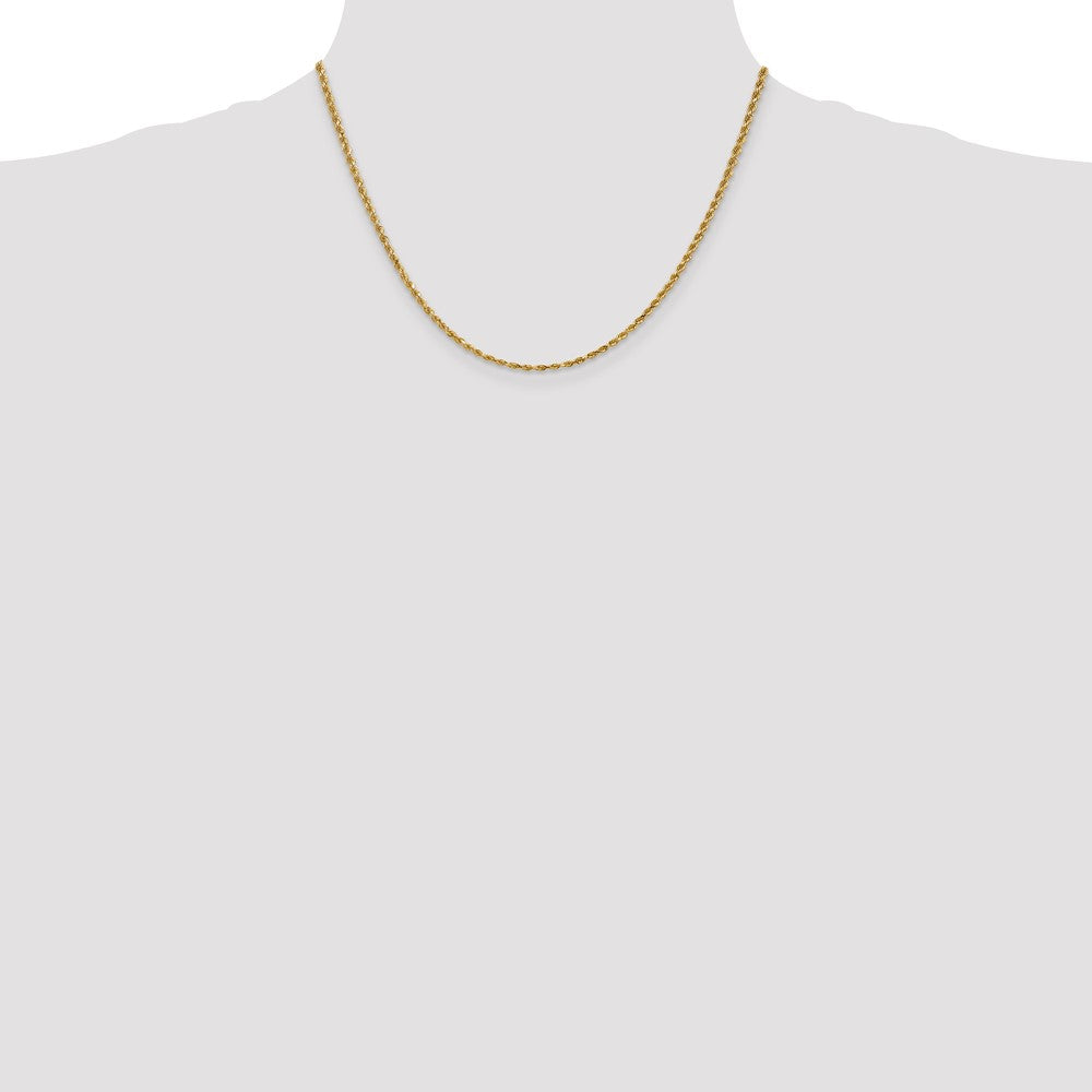 14k Yellow Gold 2.25mm Diamond-cut Rope with Lobster Clasp Chain Necklace
