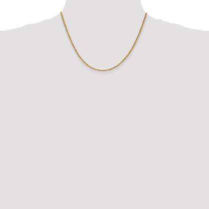 14k Yellow Gold 2.25mm Diamond-cut Rope with Lobster Clasp Chain Necklace