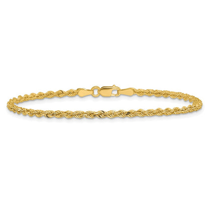 14k Yellow Gold 9 inch 2.25mm Diamond-cut Rope with Lobster Clasp Anklet