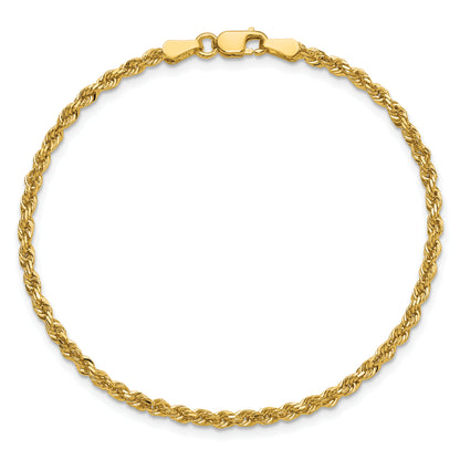 14k Yellow Gold 7 inch 2.25mm Diamond-cut Rope with Lobster Clasp Chain