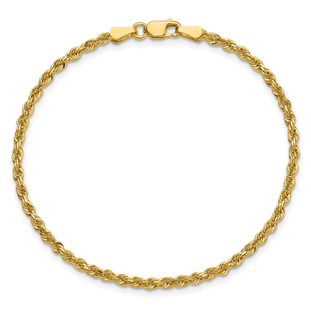 14k Yellow Gold 9 inch 2.25mm Diamond-cut Rope with Lobster Clasp Anklet
