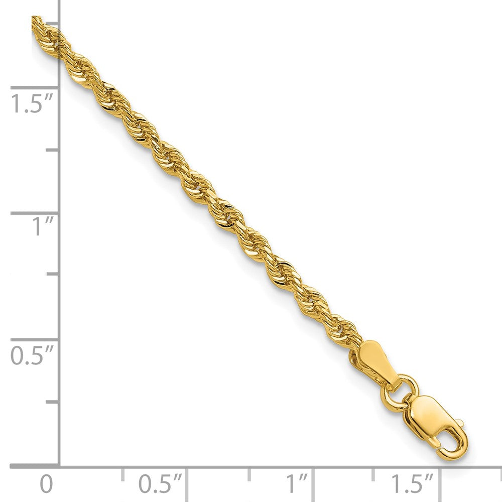 14k Yellow Gold 9 inch 2.25mm Diamond-cut Rope with Lobster Clasp Anklet