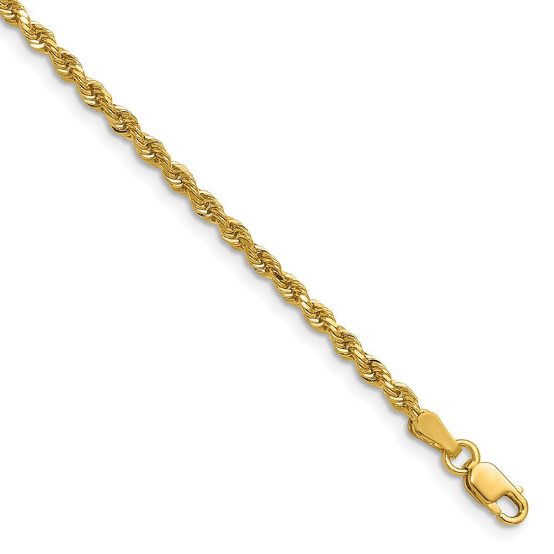 14k Yellow Gold 22 inch 2.25mm Diamond-cut Rope with Lobster Clasp Chain Necklace