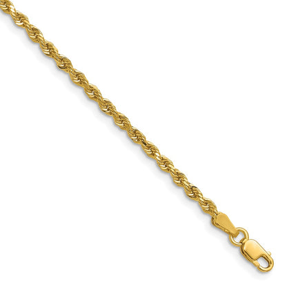 14k Yellow Gold 2.25mm Diamond-cut Rope with Lobster Clasp Chain Necklace