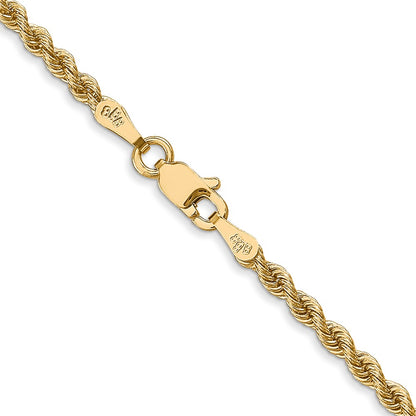 14k Yellow Gold 28 inch 2.5mm Regular Rope with Lobster Clasp Chain Necklace