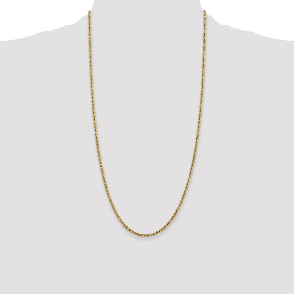 14k Yellow Gold 28 inch 2.5mm Regular Rope with Lobster Clasp Chain Necklace