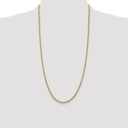 14k Yellow Gold 28 inch 2.5mm Regular Rope with Lobster Clasp Chain Necklace
