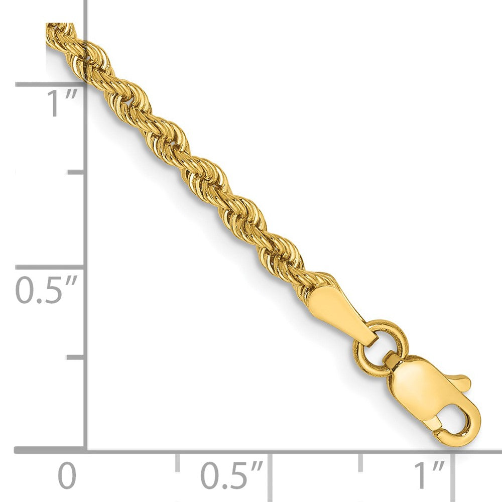 14k Yellow Gold 9 inch 2.5mm Regular Rope with Lobster Clasp Anklet