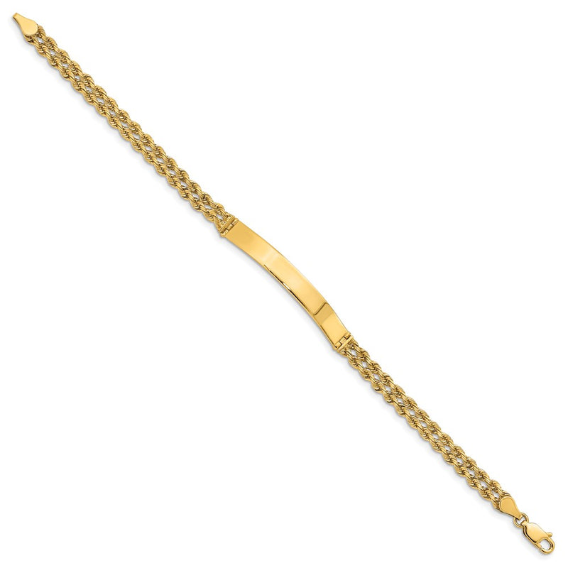 14k Yellow Gold Two Strand Rope ID Bracelet