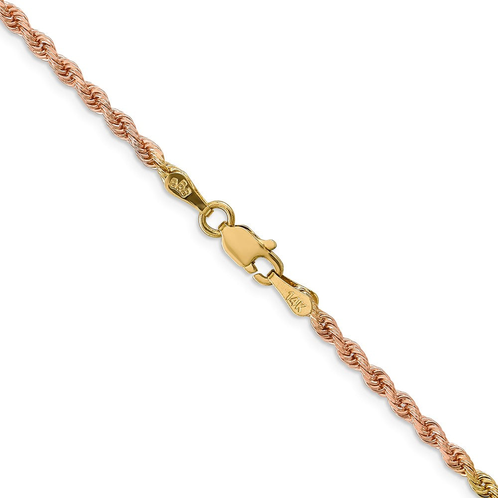 14k Tri-Color Tri-colored 2.5mm Diamond-cut Rope with Lobster Clasp Chain Necklace
