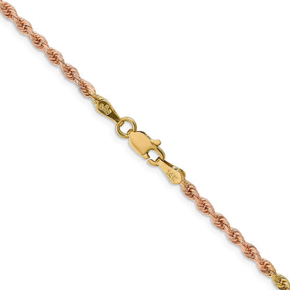 14k Tri-Color Tri-colored 2.5mm Diamond-cut Rope with Lobster Clasp Chain Necklace