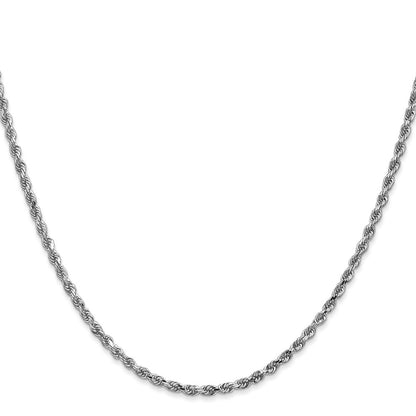 10k White Gold 2.25mm Diamond-cut Rope Chain Necklace