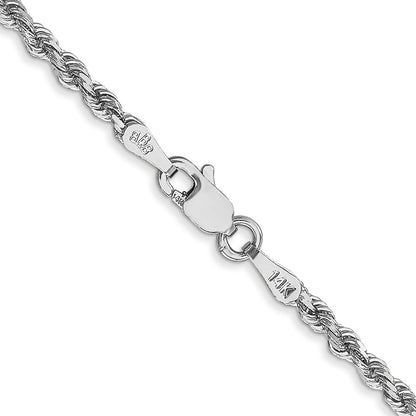 26 Inch 10K White Gold 2.25mm Diamond-Cut Rope Chain Necklace