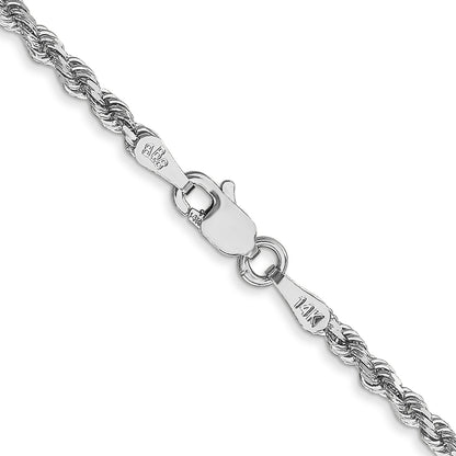 10K White Gold 2.25mm Diamond-Cut Rope Chain