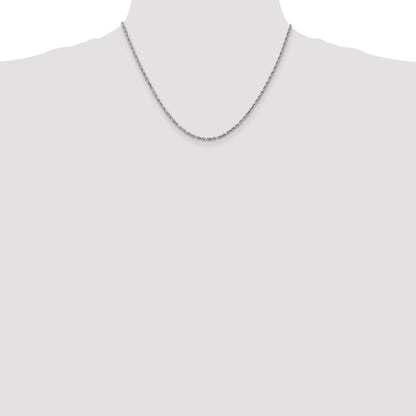 10K White Gold 2.25mm Diamond-Cut Rope Chain