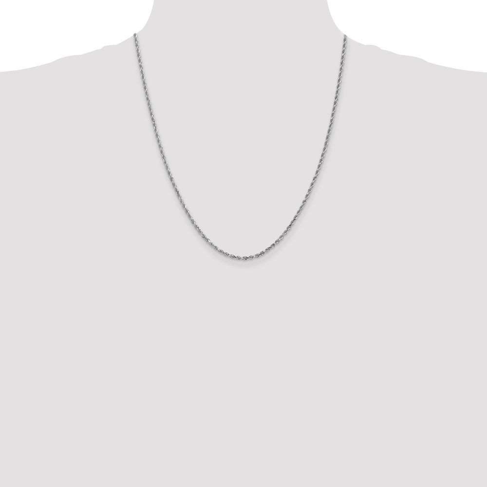 10k White Gold 2.25mm Diamond-cut Rope Chain Necklace
