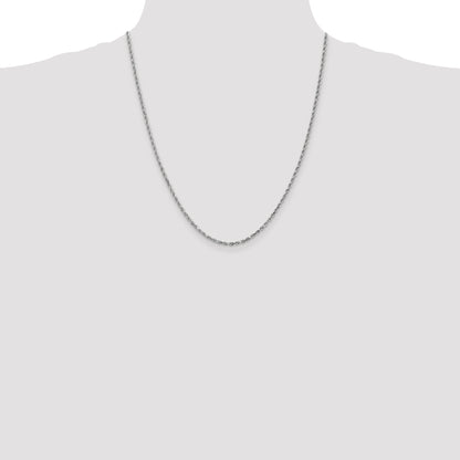 10K White Gold 2.25mm Diamond-Cut Rope Chain
