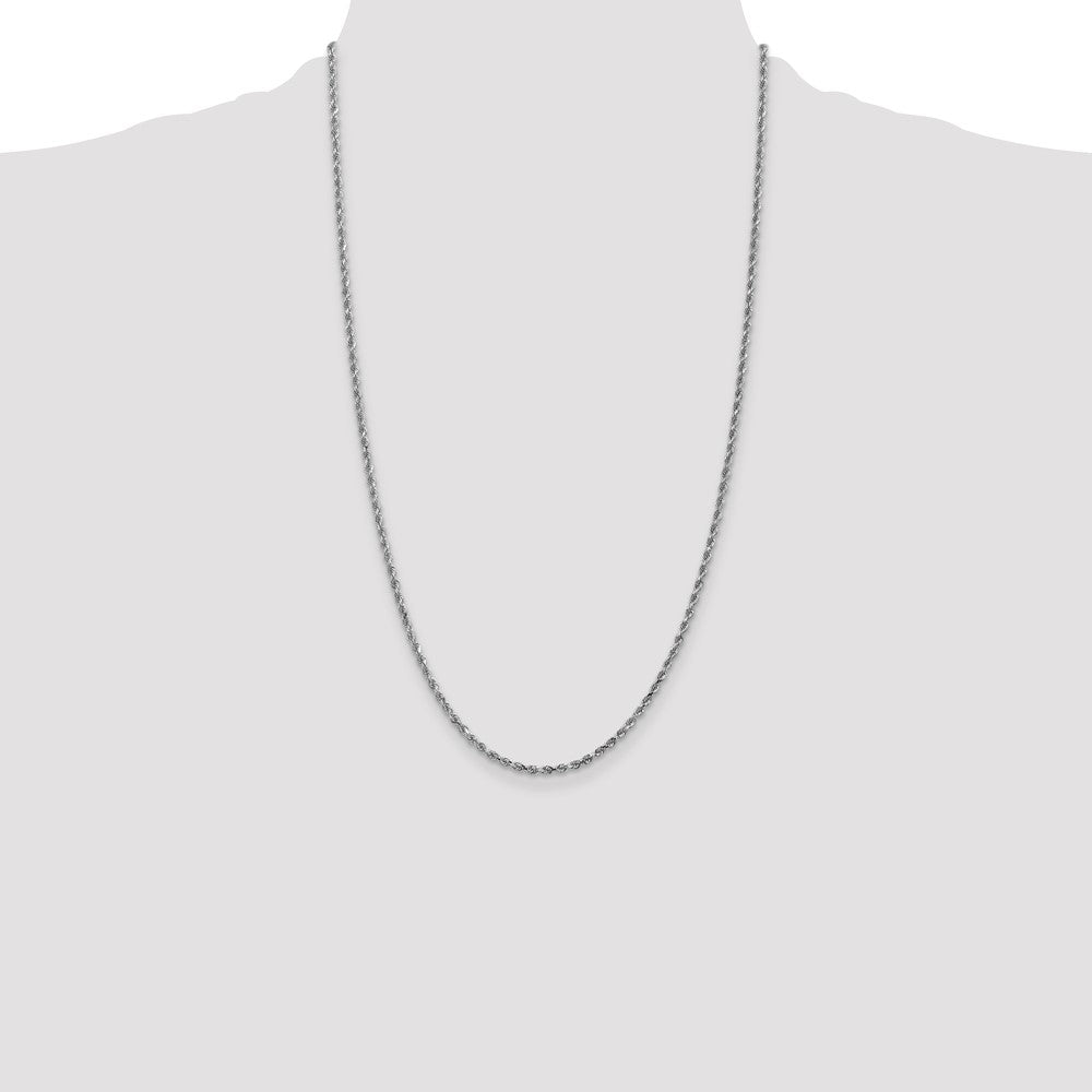 26 Inch 10K White Gold 2.25mm Diamond-Cut Rope Chain Necklace