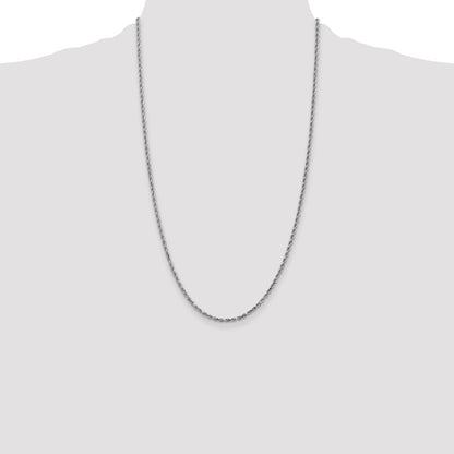 26 Inch 10K White Gold 2.25mm Diamond-Cut Rope Chain Necklace