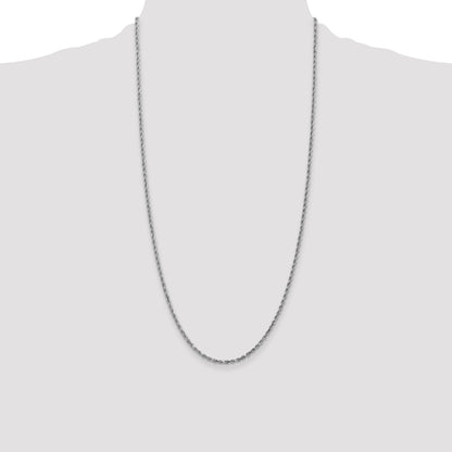 10K White Gold 2.25mm Diamond-Cut Rope Chain