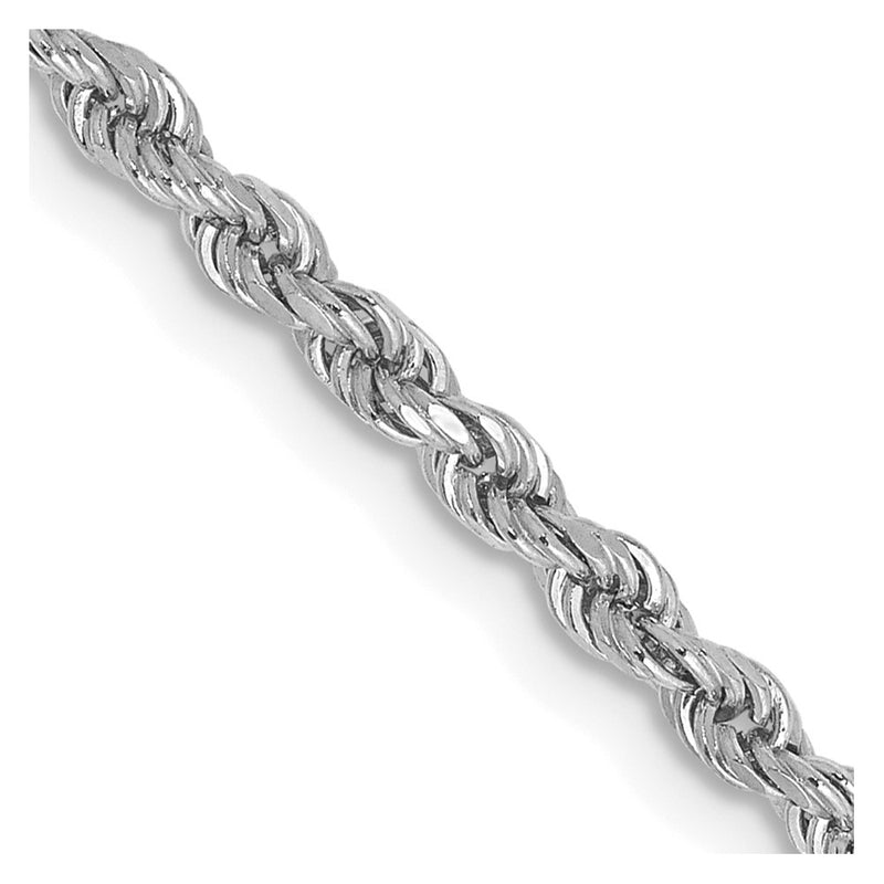10k White Gold 2.25mm Diamond-cut Rope Chain Necklace
