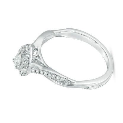 0.38 CT. TW Pear-Shaped Diamond Frame Twist Engagement in 10K White Gold