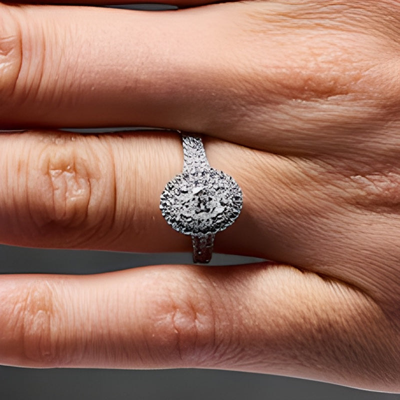 1.0 CT. TW Oval Lab-Grown Diamond Double-Frame Engagement Ring in 14K White Gold (F/VS2)
