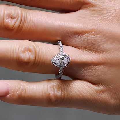 1.5 CT. TW Pear-Shaped Lab-Grown Diamond Frame Ring in 14K White Gold (F/SI2)