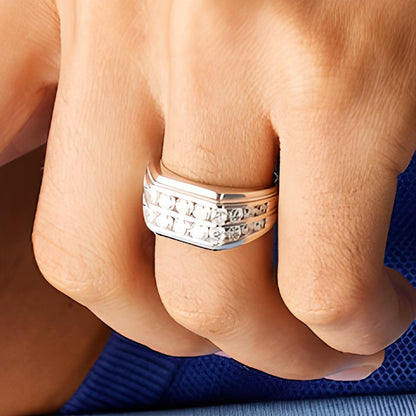 2.0 CT. TW Lab-Grown Diamond Double Row Angled Band in 14K White Gold (F/SI2)