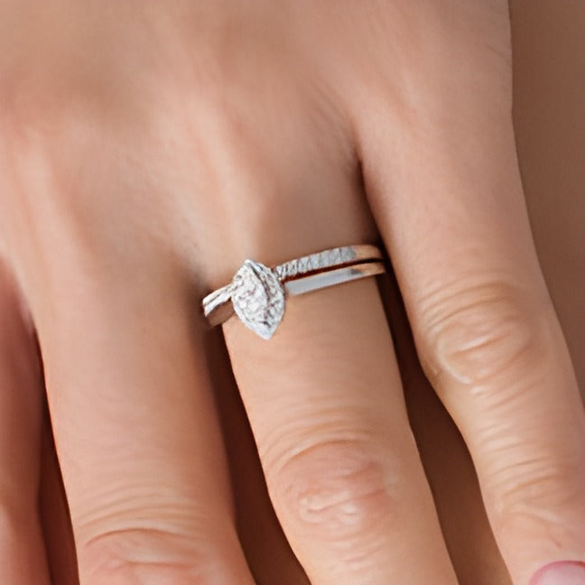 0.33 CT. TW Marquise Diamond Frame Bridal Set in 14K White Gold