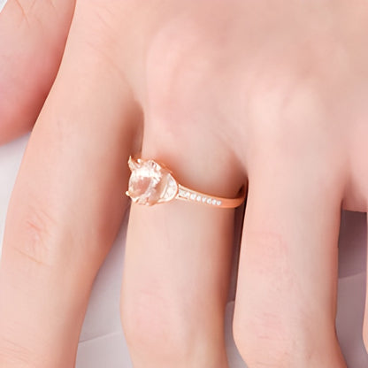 Oval Morganite and 0.07 CT. TW Diamond Collar Ring in 10K Rose Gold