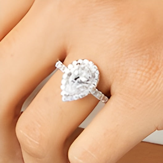 4.0 CT. TW Pear-Shaped Lab-Grown Diamond Frame Engagement Ring in 14K White Gold (I/SI2)