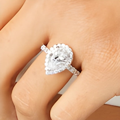 4.0 CT. TW Pear-Shaped Lab-Grown Diamond Frame Engagement Ring in 14K White Gold (I/SI2)