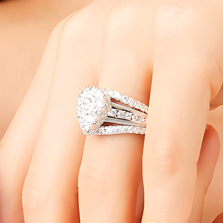 2.0 CT. TW Pear Multi-Diamond Vintage-Style Multi-Row Shank Engagement Ring in 10K White Gold