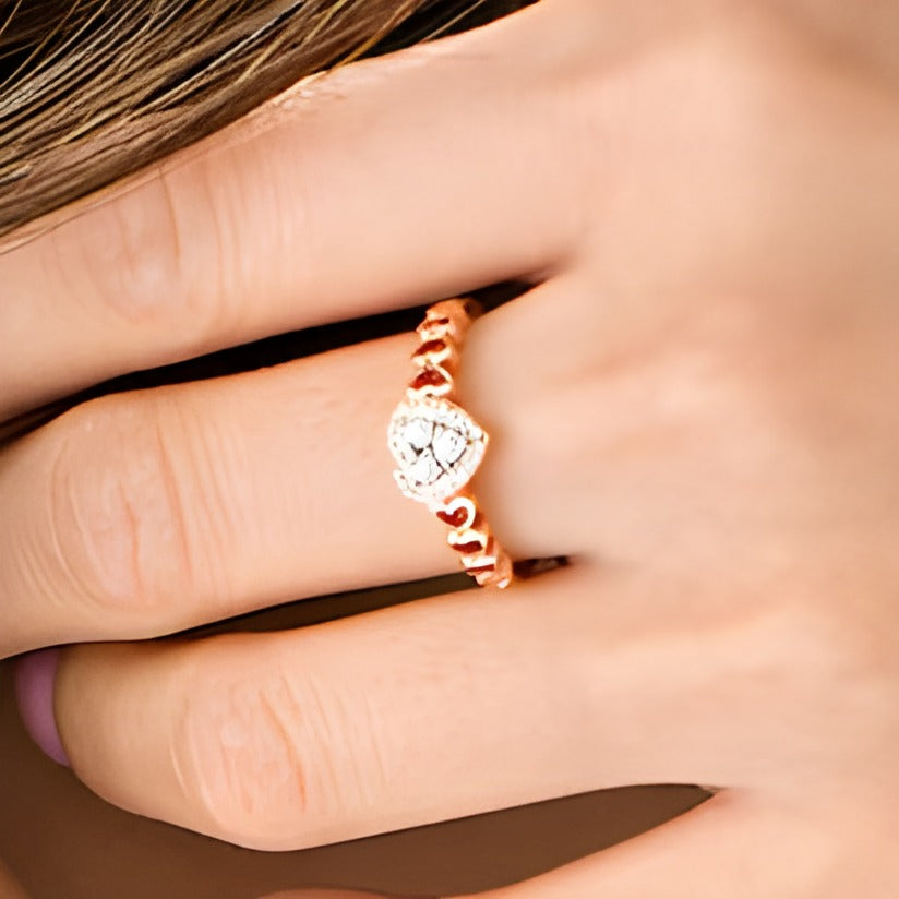 Cherished Promise Collectionâ¢ 0.13 CT. TW Diamond Heart Frame Promise Ring in 10K Rose Gold