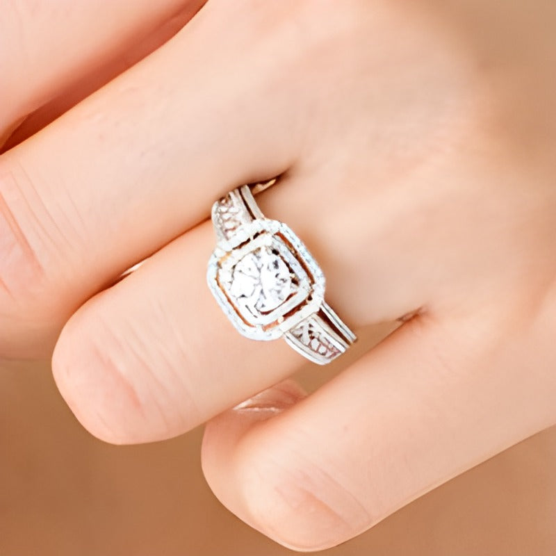 1.38 CT. TW Diamond Double Octagonal Frame Multi-Row Bridal Set in 14K White Gold