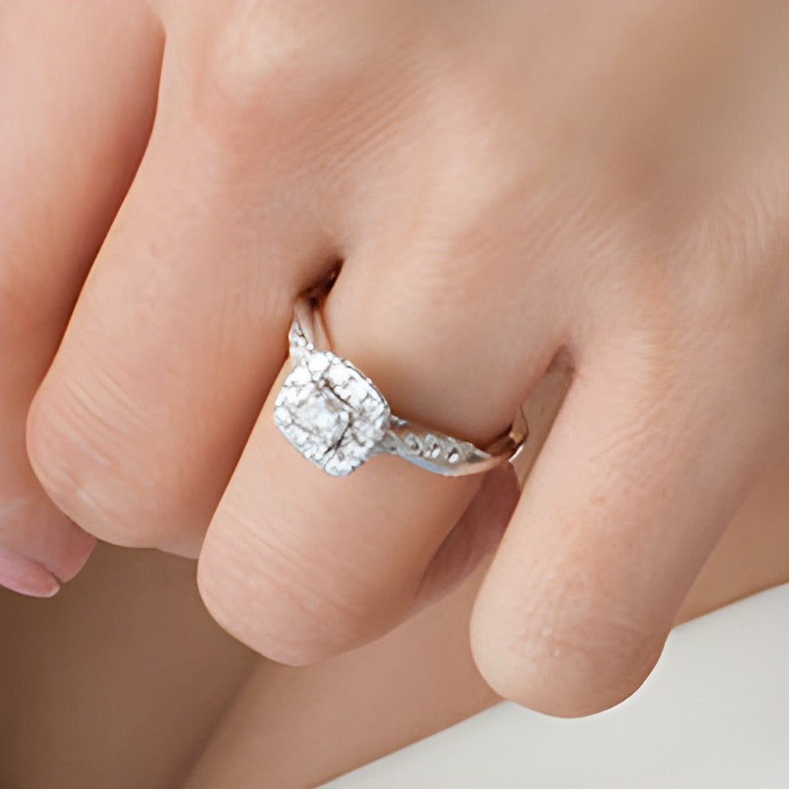 0.88 CT. TW Princess-Cut Diamond Frame Twist Shank Engagement Ring in 10K White Gold