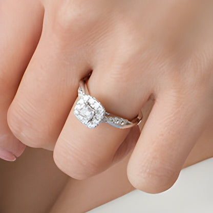 0.88 CT. TW Princess-Cut Diamond Frame Twist Shank Engagement Ring in 10K White Gold