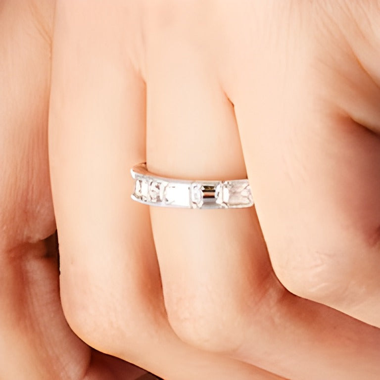 1.38 CT. TW Emerald-Cut Lab-Grown Diamond Vintage-Style Anniversary Band in 14K White Gold (F/VS2)