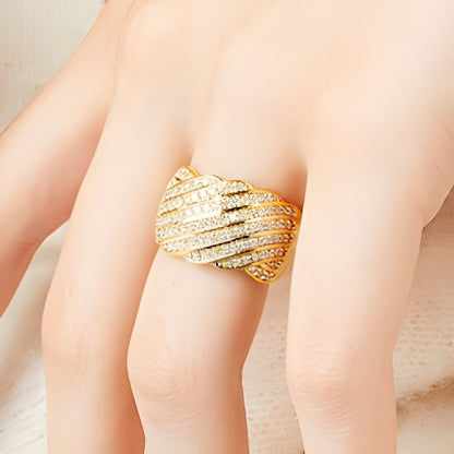0.75 CT. TW Diamond Linear Multi-Row Rolling Wave Ring in 10K Gold