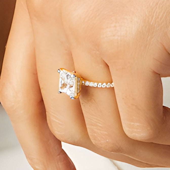 3.25 CT. TW Princess-Cut Lab-Grown Diamond Engagement Ring in 14K Gold (I/SI2)
